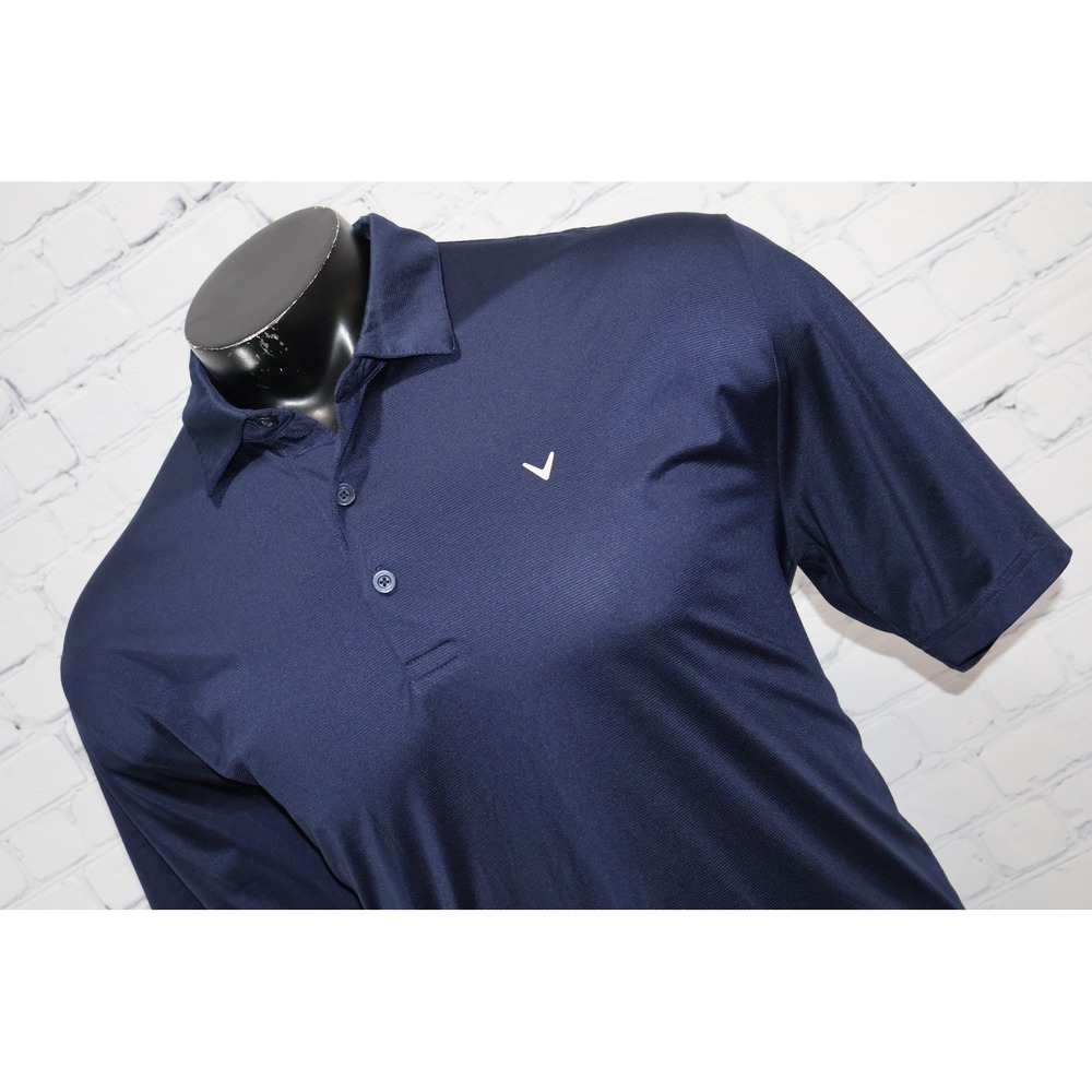 Callaway Polo Shirt Mens Large Navy Blue Opti-Dri Short Sleeve Golf Performance